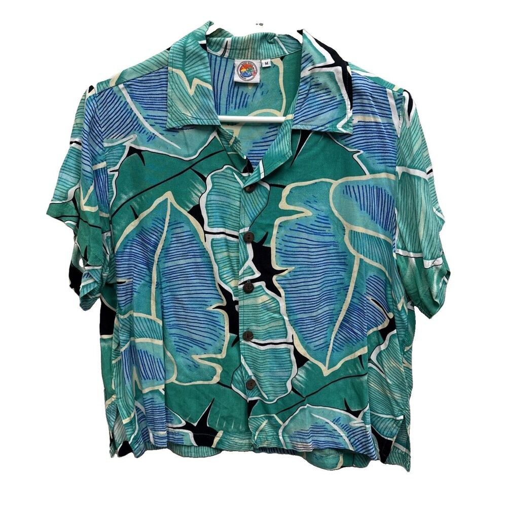 Makai Beach Hawaii Hawaiian Shirt Men M Aloha Tropical Button up Short Sleeve